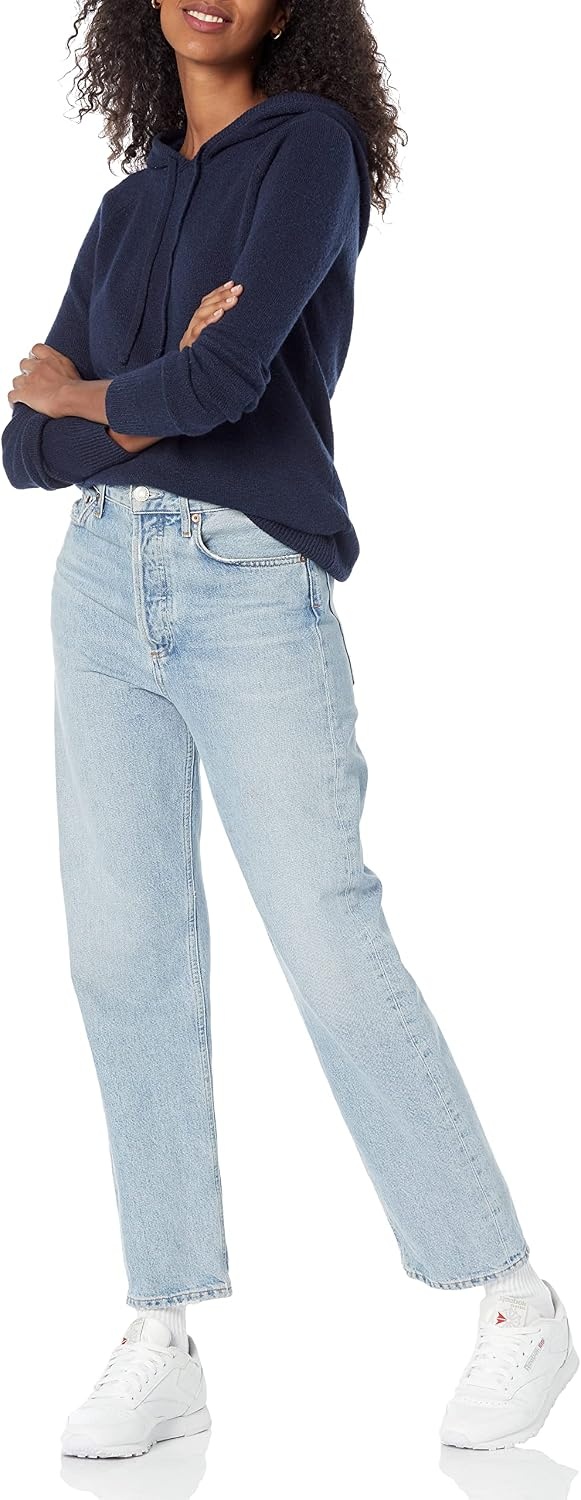 image:imageAmazon Essentials Womens Long Sleeve Soft Touch Hooded Pullover SweaterNavy
