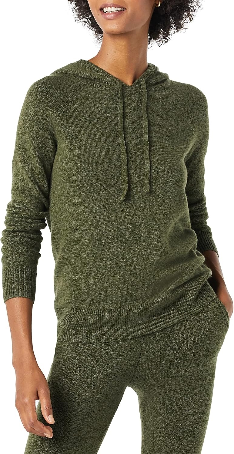 image:imageAmazon Essentials Womens Long Sleeve Soft Touch Hooded Pullover SweaterOlive