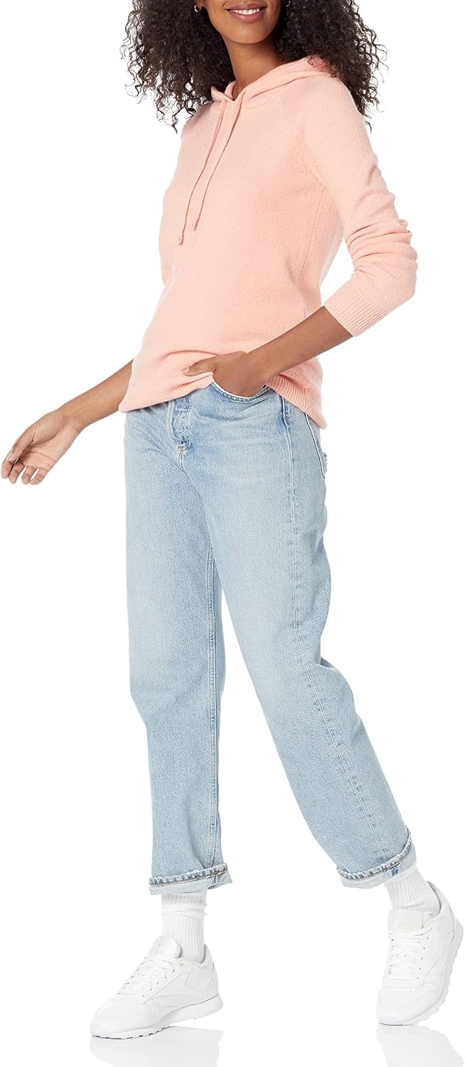 image:imageAmazon Essentials Womens Long Sleeve Soft Touch Hooded Pullover SweaterPeach