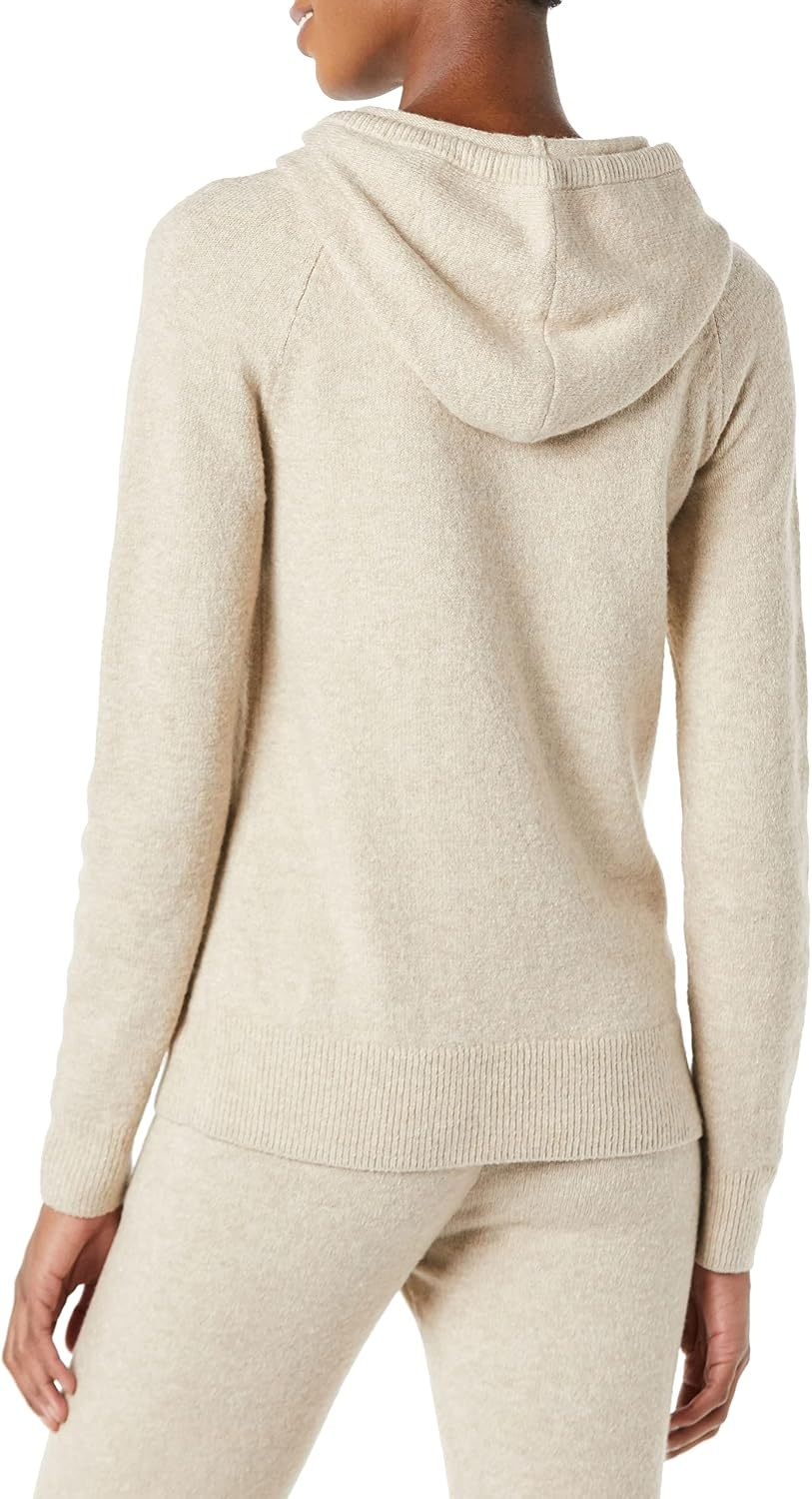 image:imageAmazon Essentials Womens Long Sleeve Soft Touch Hooded Pullover SweaterWarm Beige Heather