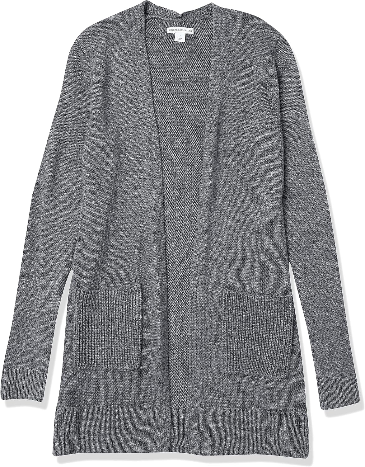 image:imageAmazon Essentials Womens LongSleeve Jersey Stitch OpenFront CardiganCharcoal Heather
