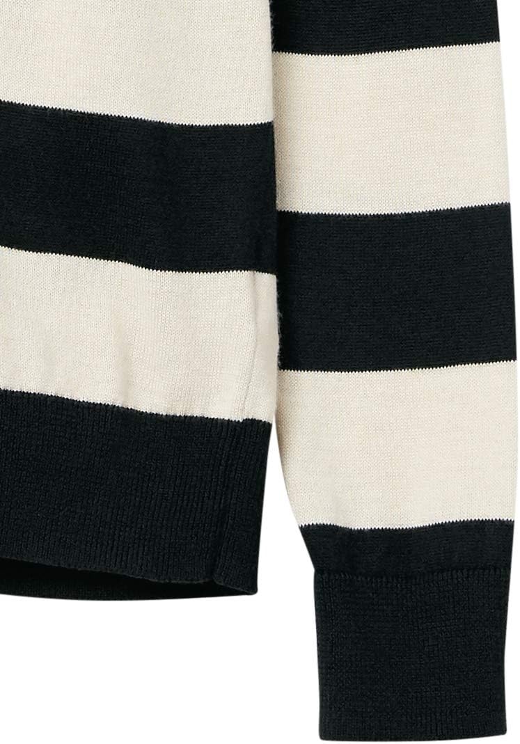 image:imageAmazon Essentials Womens LongSleeve Lightweight Crewneck Sweater Flattering Available in Plus SizeBlack Oatmeal Heather Rugby Stripe