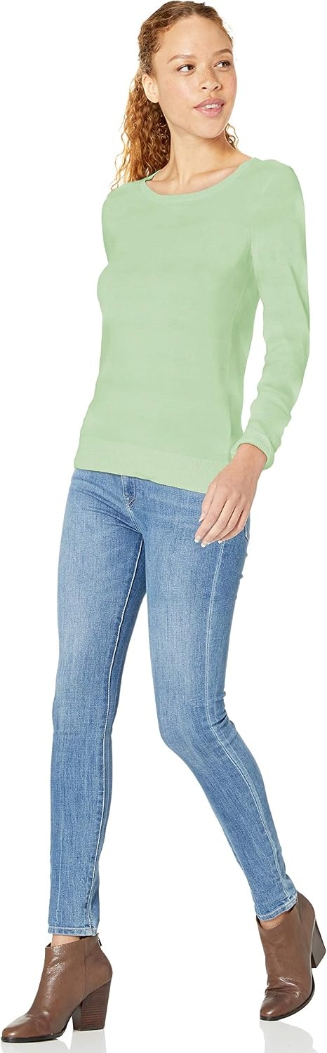 image:imageAmazon Essentials Womens LongSleeve Lightweight Crewneck Sweater Flattering Available in Plus SizeBright Mint