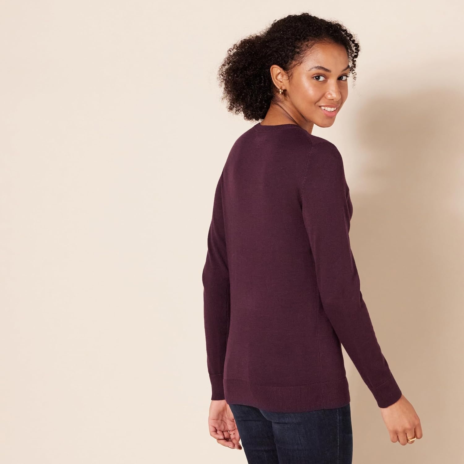 image:imageAmazon Essentials Womens LongSleeve Lightweight Crewneck Sweater Flattering Available in Plus SizeBurgundy