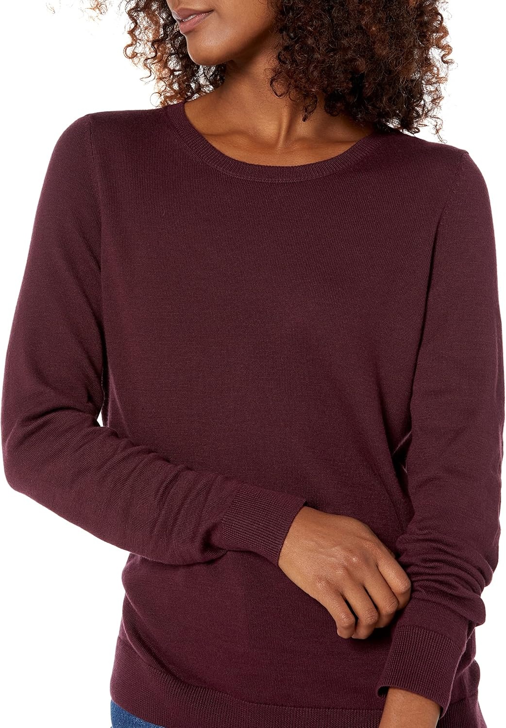 image:imageAmazon Essentials Womens LongSleeve Lightweight Crewneck Sweater Flattering Available in Plus SizeBurgundy