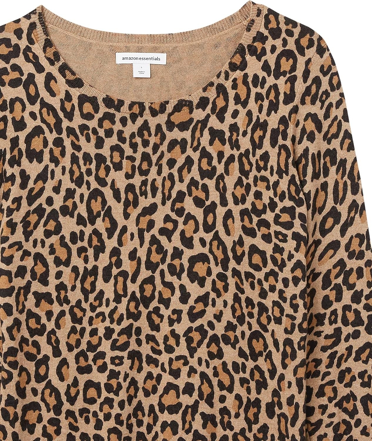 image:imageAmazon Essentials Womens LongSleeve Lightweight Crewneck Sweater Flattering Available in Plus SizeCamel Cheetah