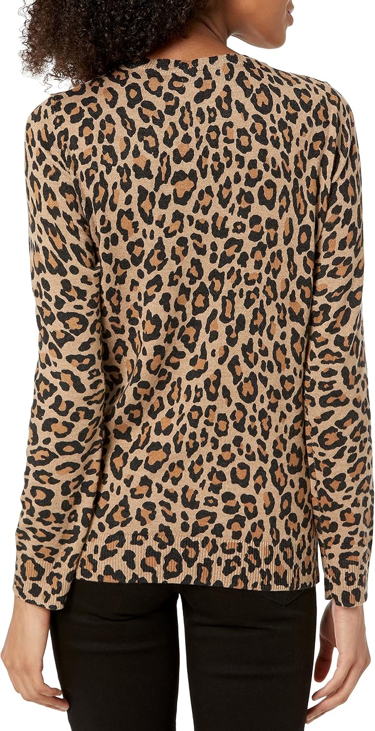 image:imageAmazon Essentials Womens LongSleeve Lightweight Crewneck Sweater Flattering Available in Plus SizeCamel Cheetah