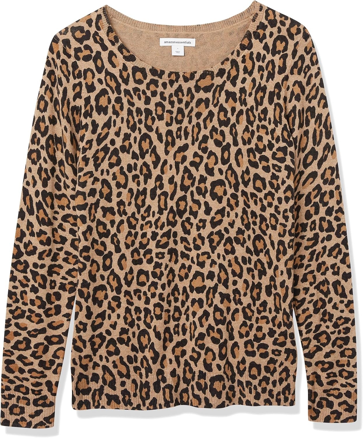 image:imageAmazon Essentials Womens LongSleeve Lightweight Crewneck Sweater Flattering Available in Plus SizeCamel Cheetah