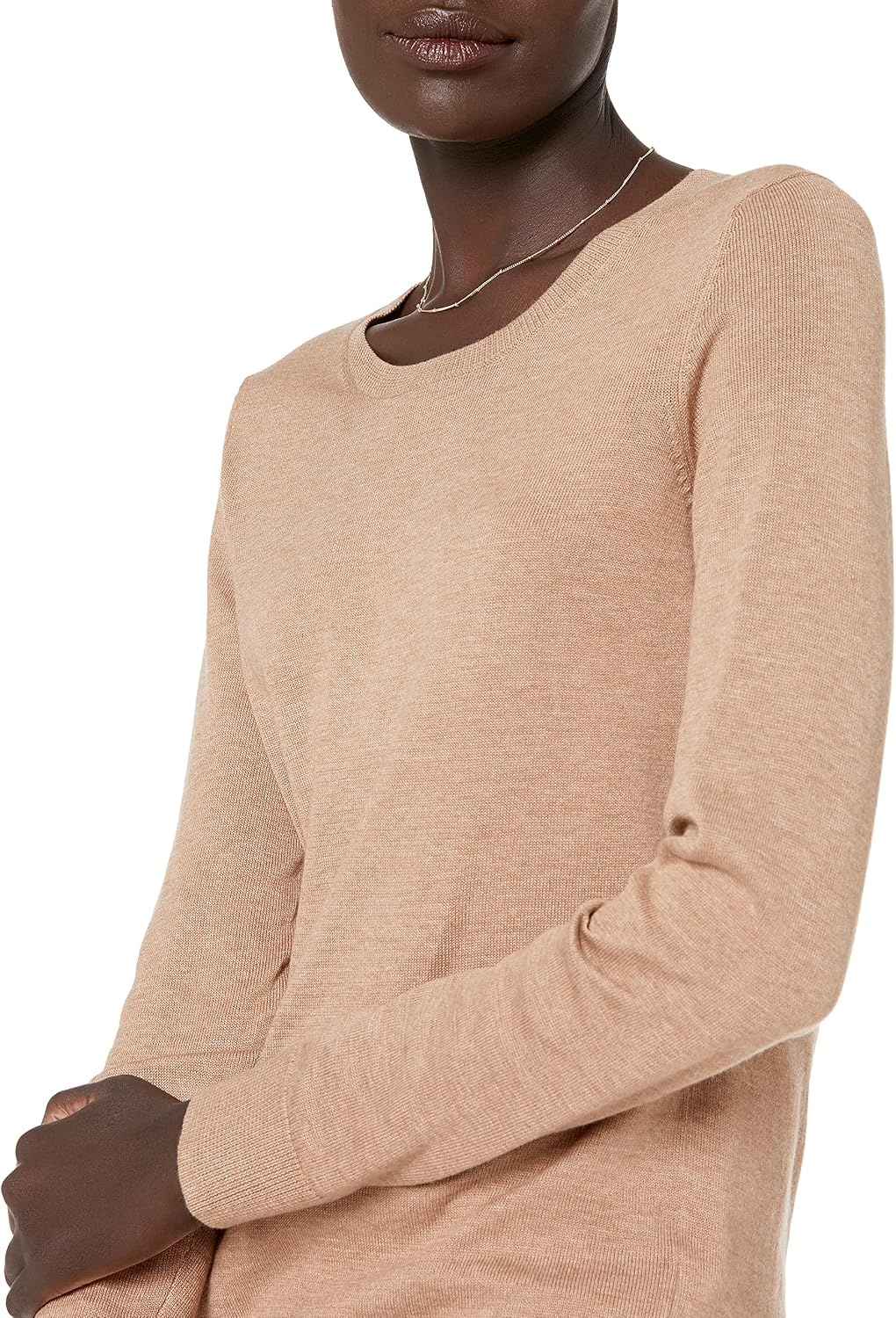 image:imageAmazon Essentials Womens LongSleeve Lightweight Crewneck Sweater Flattering Available in Plus SizeCamel Heather