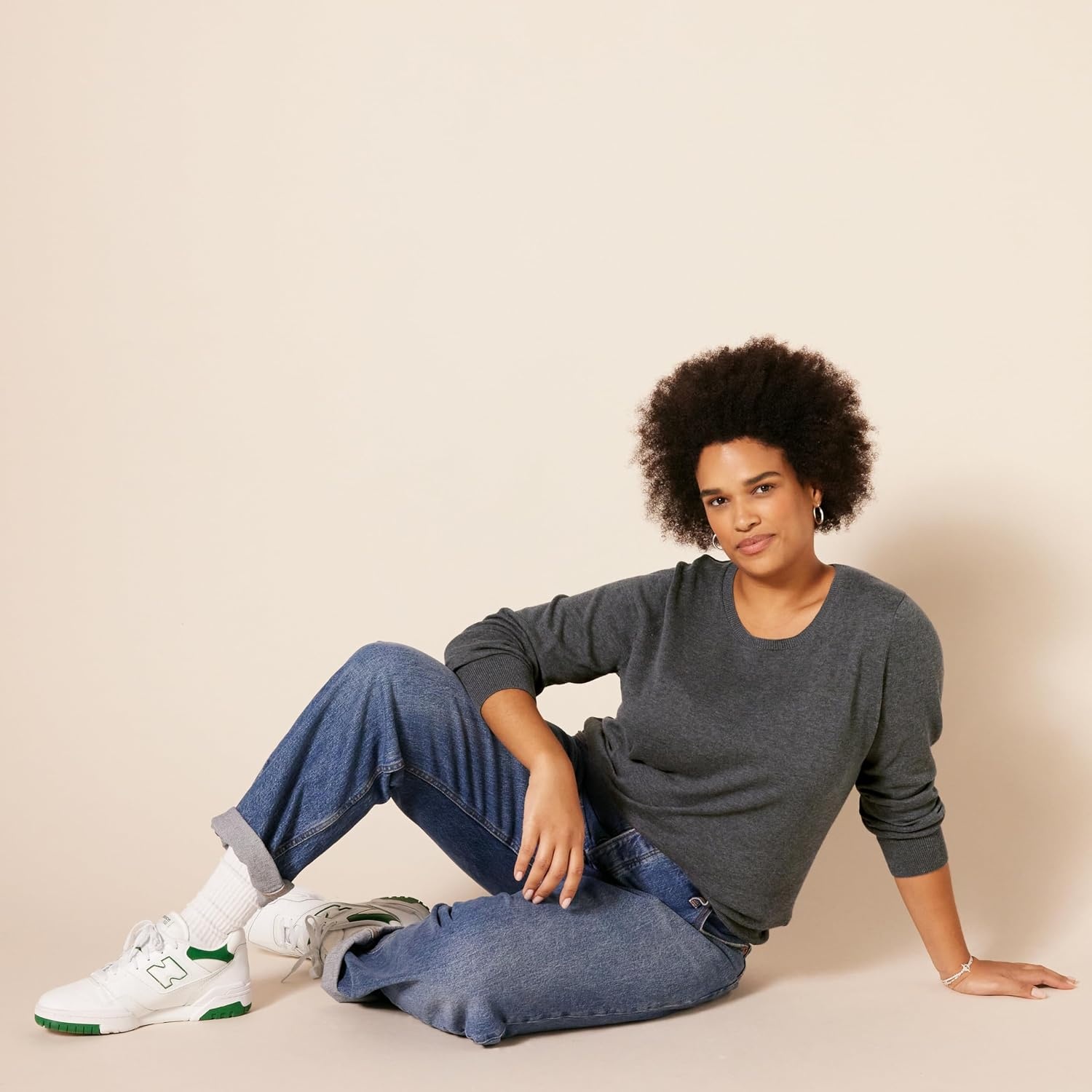 image:imageAmazon Essentials Womens LongSleeve Lightweight Crewneck Sweater Flattering Available in Plus SizeCharcoal Heather