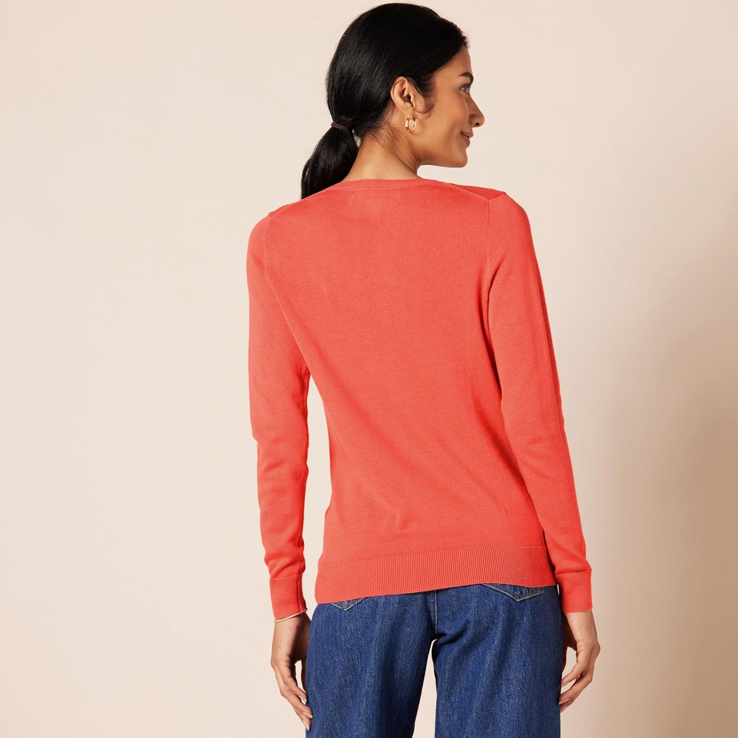 image:imageAmazon Essentials Womens LongSleeve Lightweight Crewneck Sweater Flattering Available in Plus SizeCoral Pink