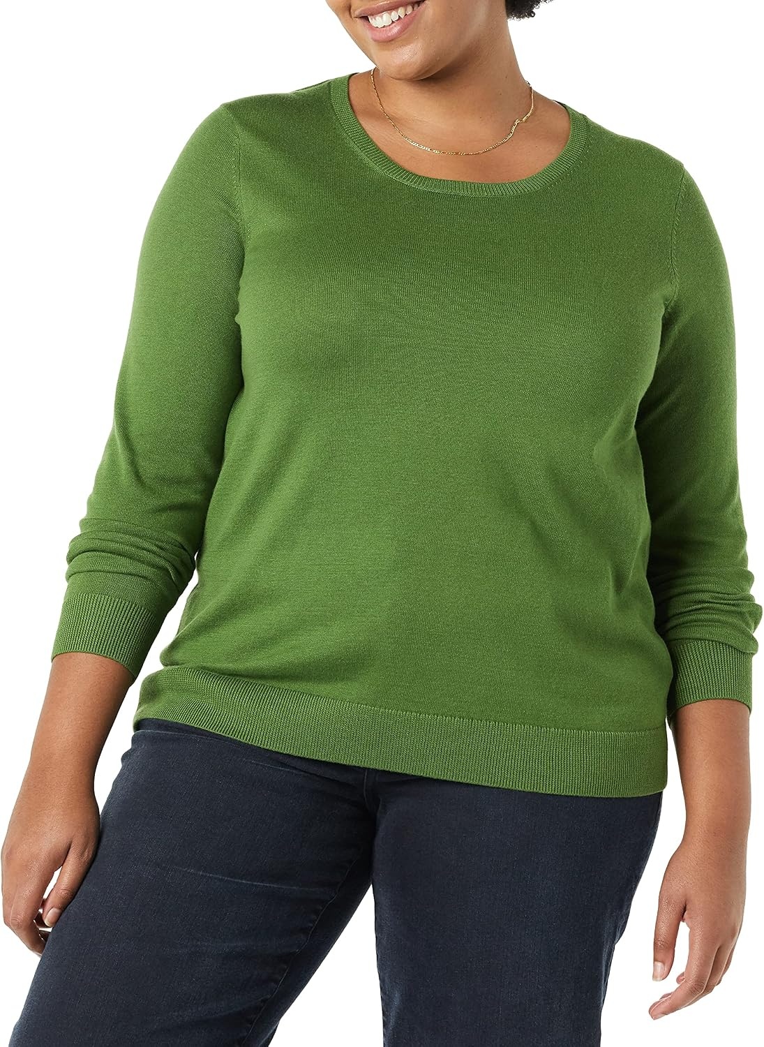 image:imageAmazon Essentials Womens LongSleeve Lightweight Crewneck Sweater Flattering Available in Plus SizeGreen