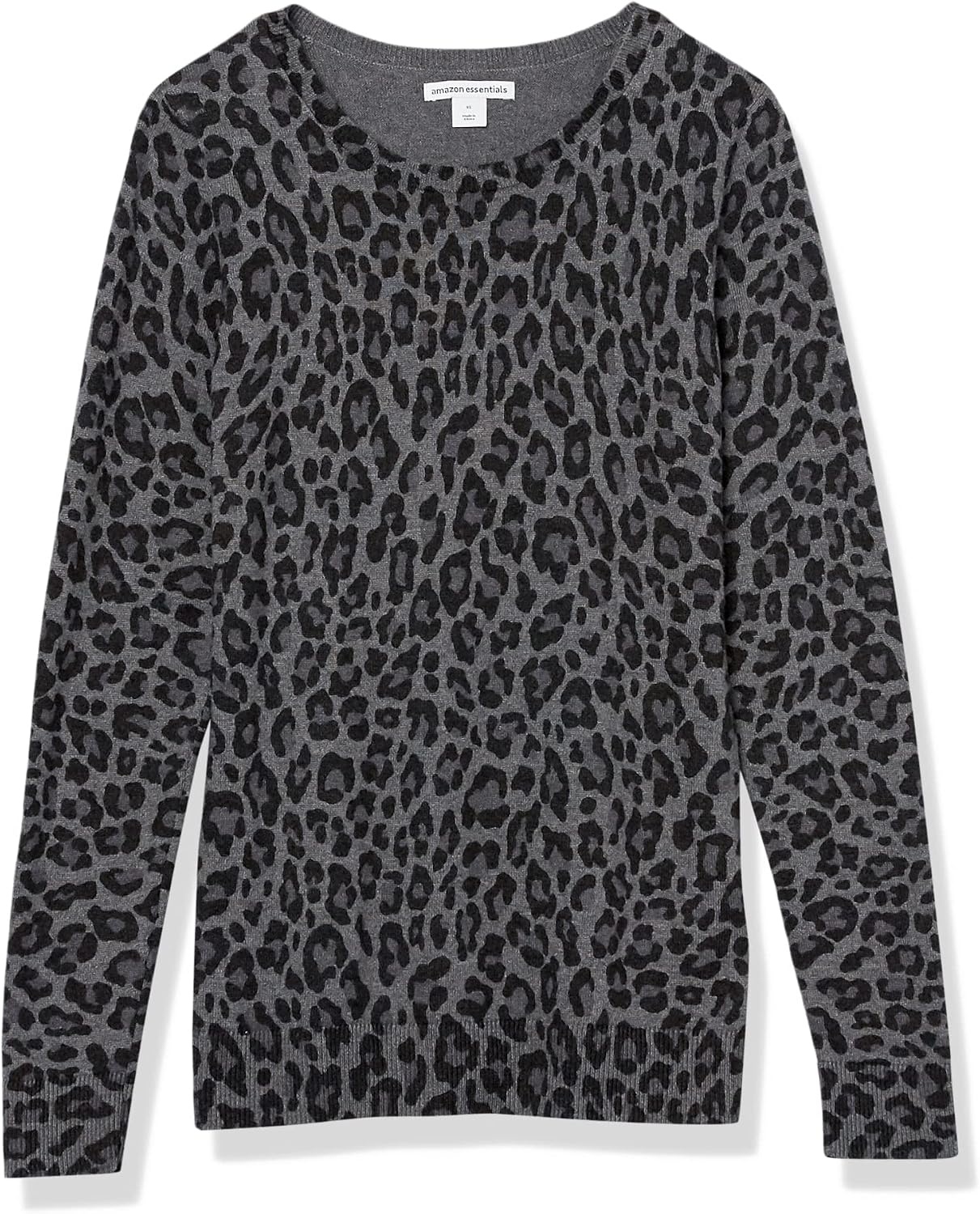 image:imageAmazon Essentials Womens LongSleeve Lightweight Crewneck Sweater Flattering Available in Plus SizeGrey Cheetah Print