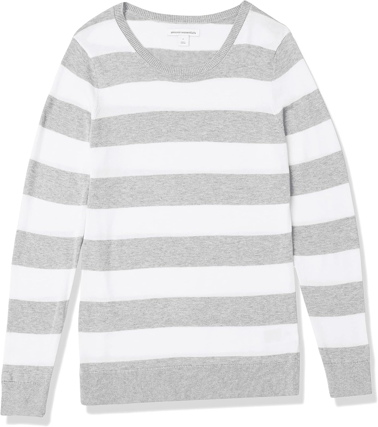 image:imageAmazon Essentials Womens LongSleeve Lightweight Crewneck Sweater Flattering Available in Plus SizeLight Grey Heather Stripe