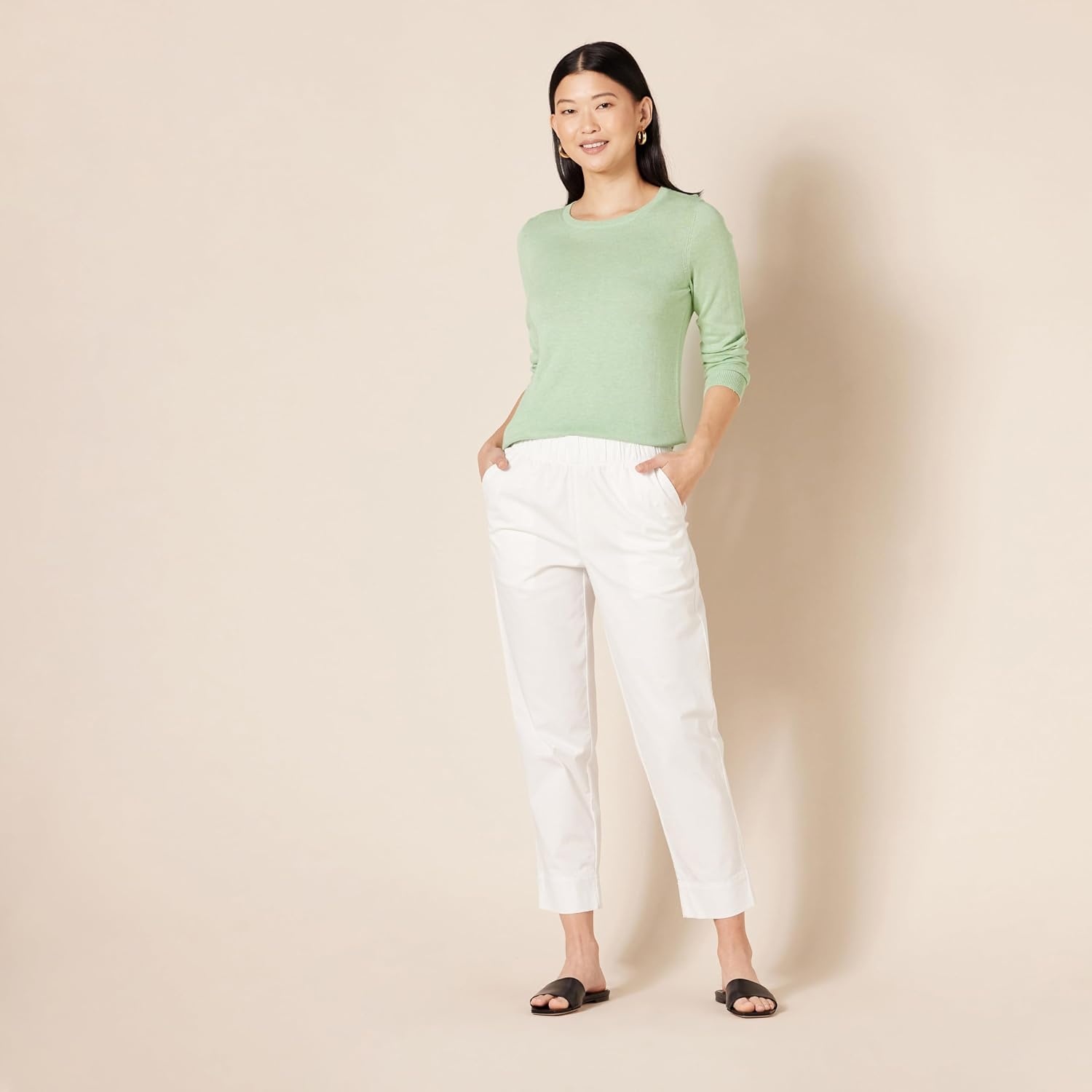 image:imageAmazon Essentials Womens LongSleeve Lightweight Crewneck Sweater Flattering Available in Plus SizeLight Jade Green