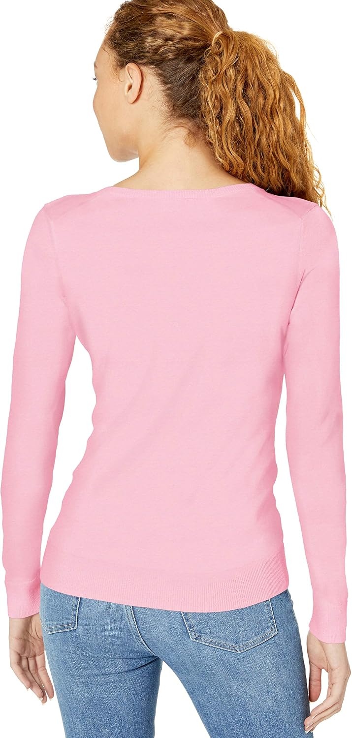 image:imageAmazon Essentials Womens LongSleeve Lightweight Crewneck Sweater Flattering Available in Plus SizeLight Pink