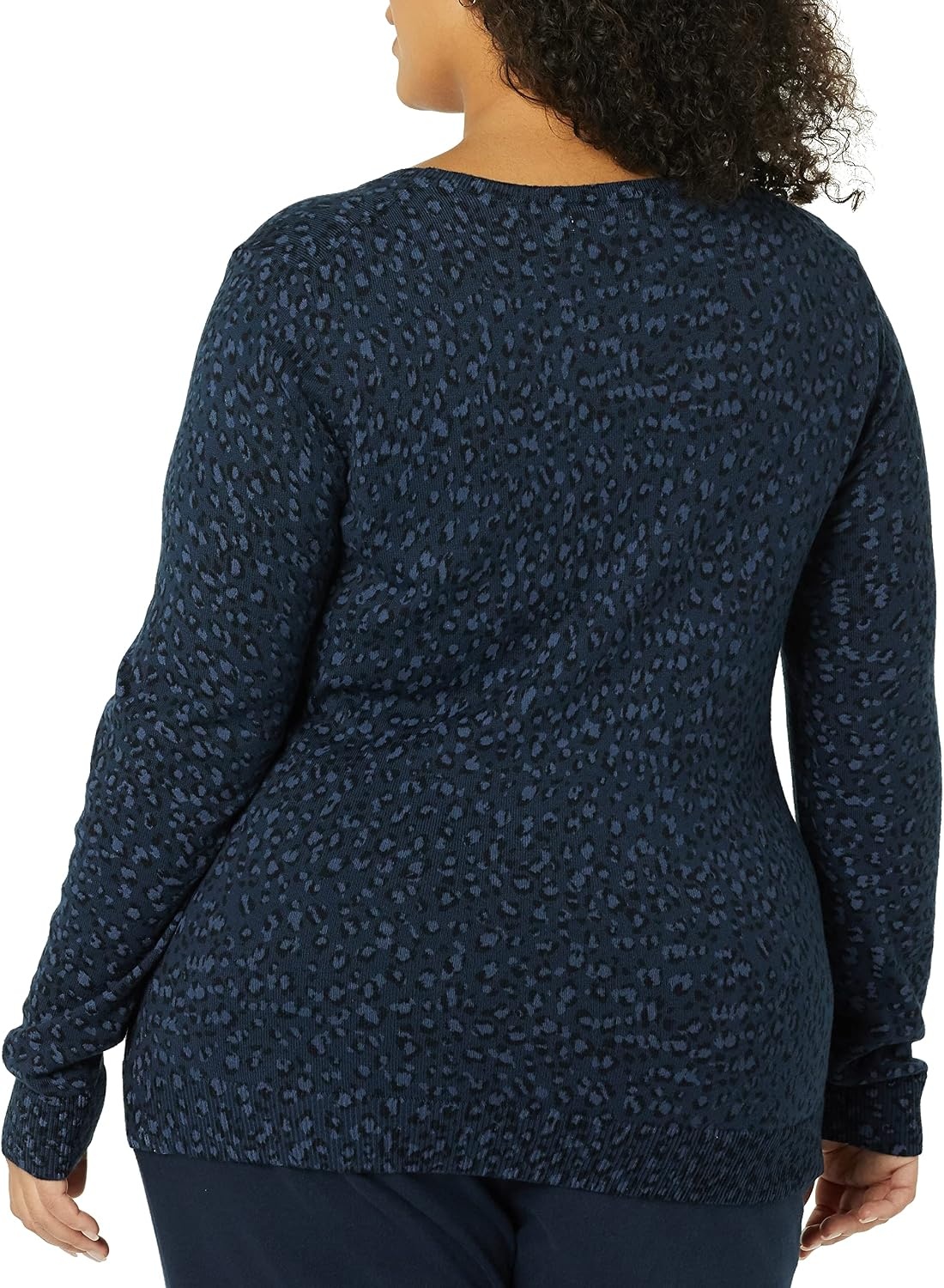 image:imageAmazon Essentials Womens LongSleeve Lightweight Crewneck Sweater Flattering Available in Plus SizeNavy Cheetah