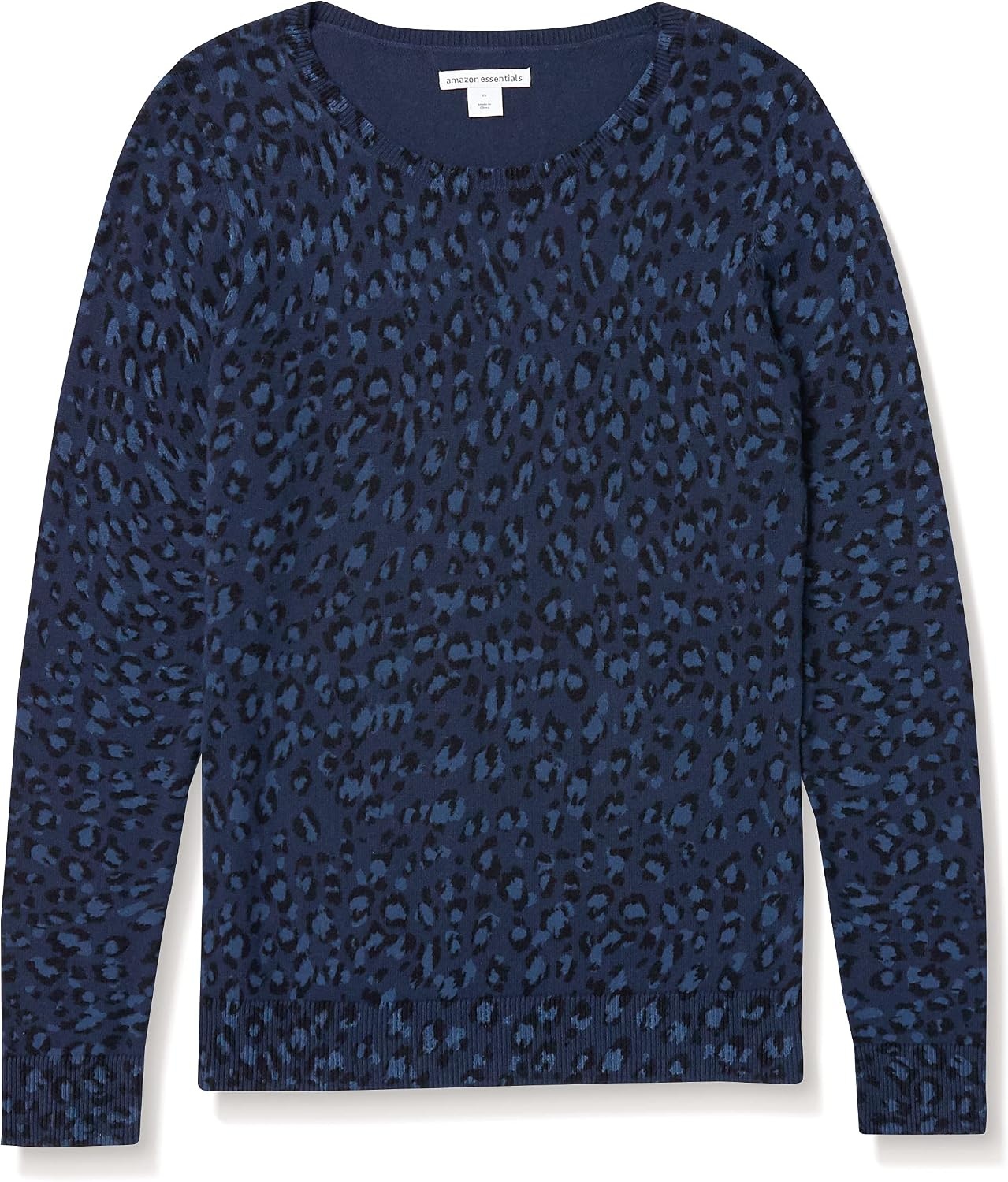 image:imageAmazon Essentials Womens LongSleeve Lightweight Crewneck Sweater Flattering Available in Plus SizeNavy Cheetah