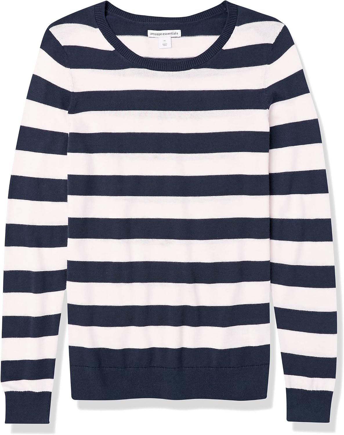 image:imageAmazon Essentials Womens LongSleeve Lightweight Crewneck Sweater Flattering Available in Plus SizeNavy White Rugby Stripe
