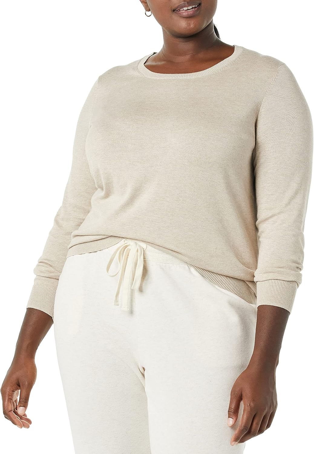 image:imageAmazon Essentials Womens LongSleeve Lightweight Crewneck Sweater Flattering Available in Plus SizeOatmeal Heather