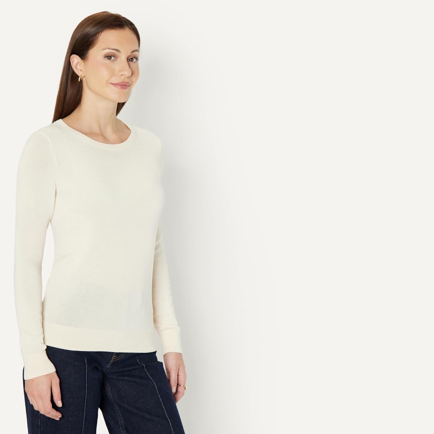 image:imageAmazon Essentials Womens LongSleeve Lightweight Crewneck Sweater Flattering Available in Plus SizePale Peach
