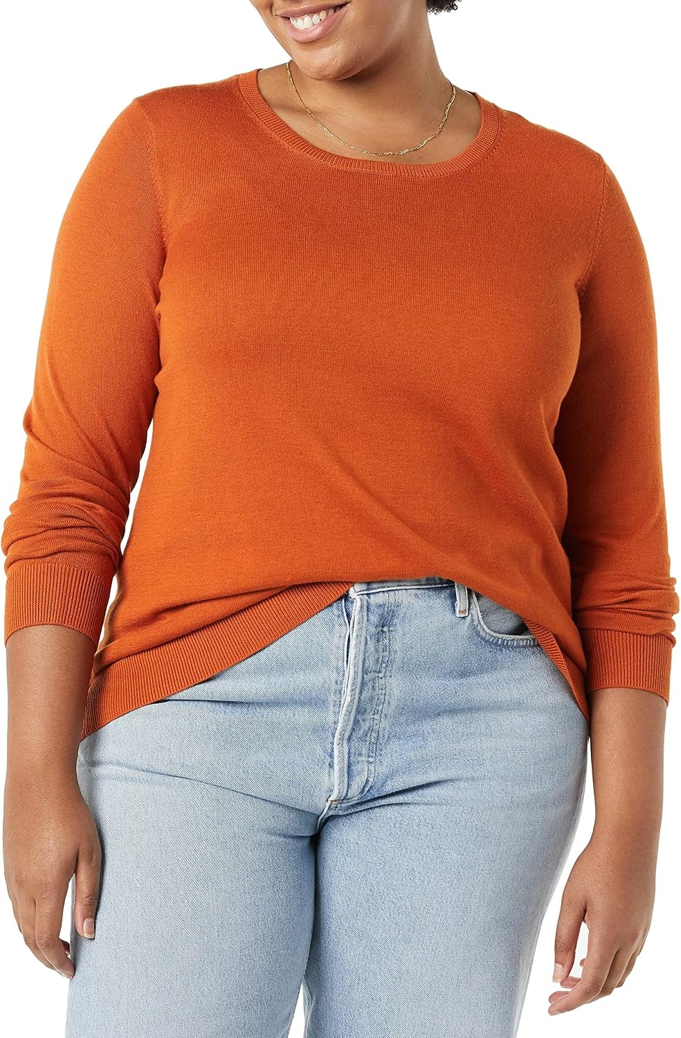 image:imageAmazon Essentials Womens LongSleeve Lightweight Crewneck Sweater Flattering Available in Plus SizeRust