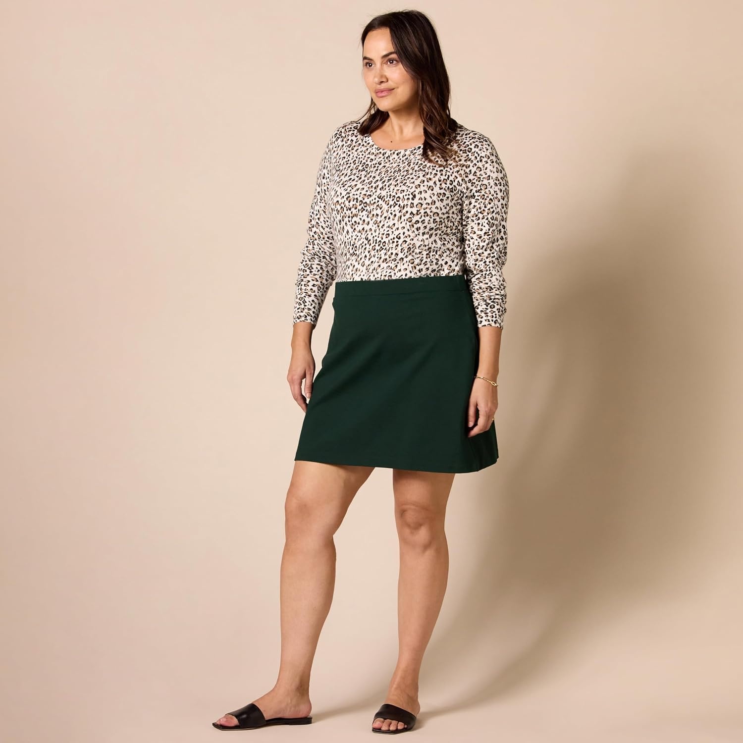 image:imageAmazon Essentials Womens LongSleeve Lightweight Crewneck Sweater Flattering Available in Plus SizeWhite Cheetah Print