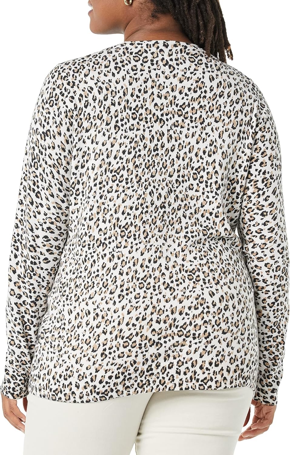 image:imageAmazon Essentials Womens LongSleeve Lightweight Crewneck Sweater Flattering Available in Plus SizeWhite Cheetah Print