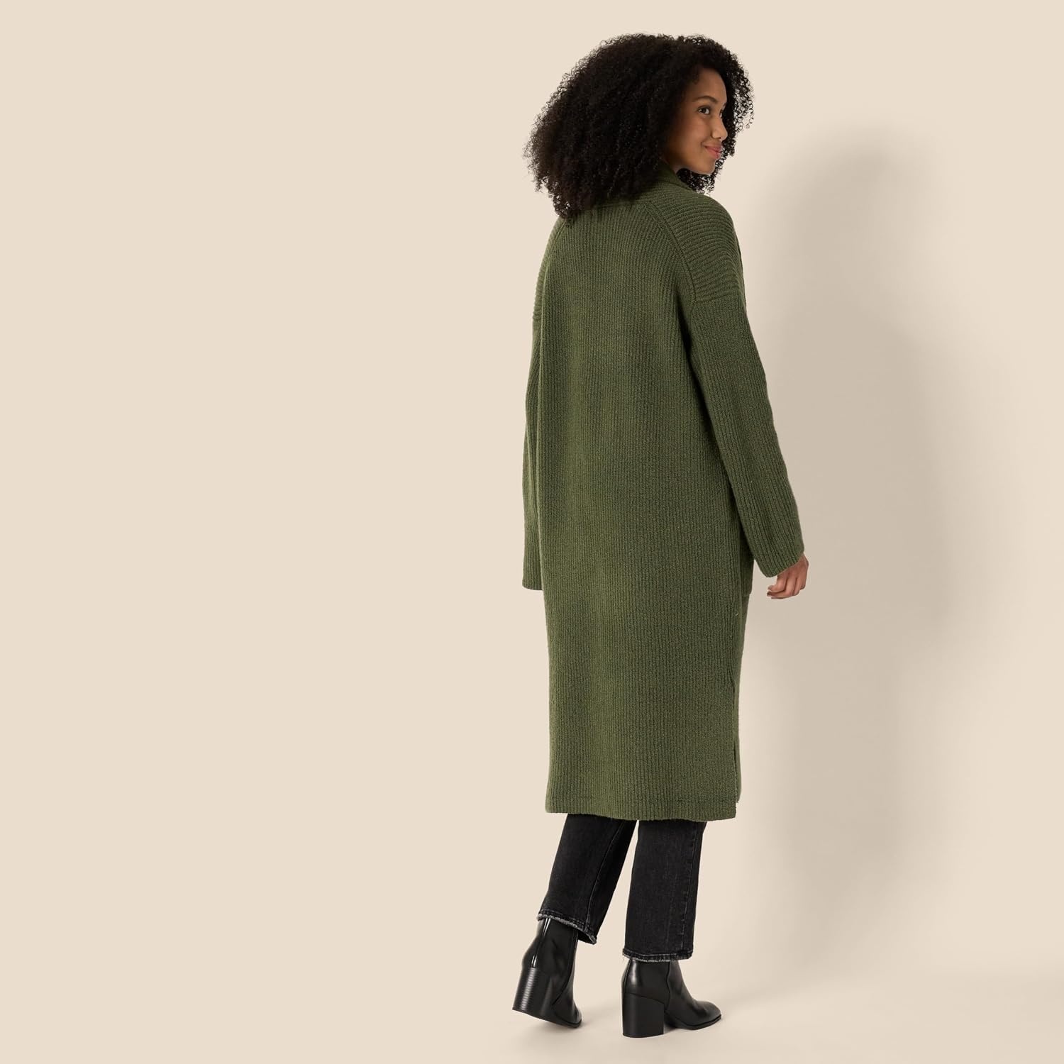 image:imageAmazon Essentials Womens OversizedFit Cotton Blend Heavyweight Texture Stitch Long Cardigan Sweater with PocketsDark Olive