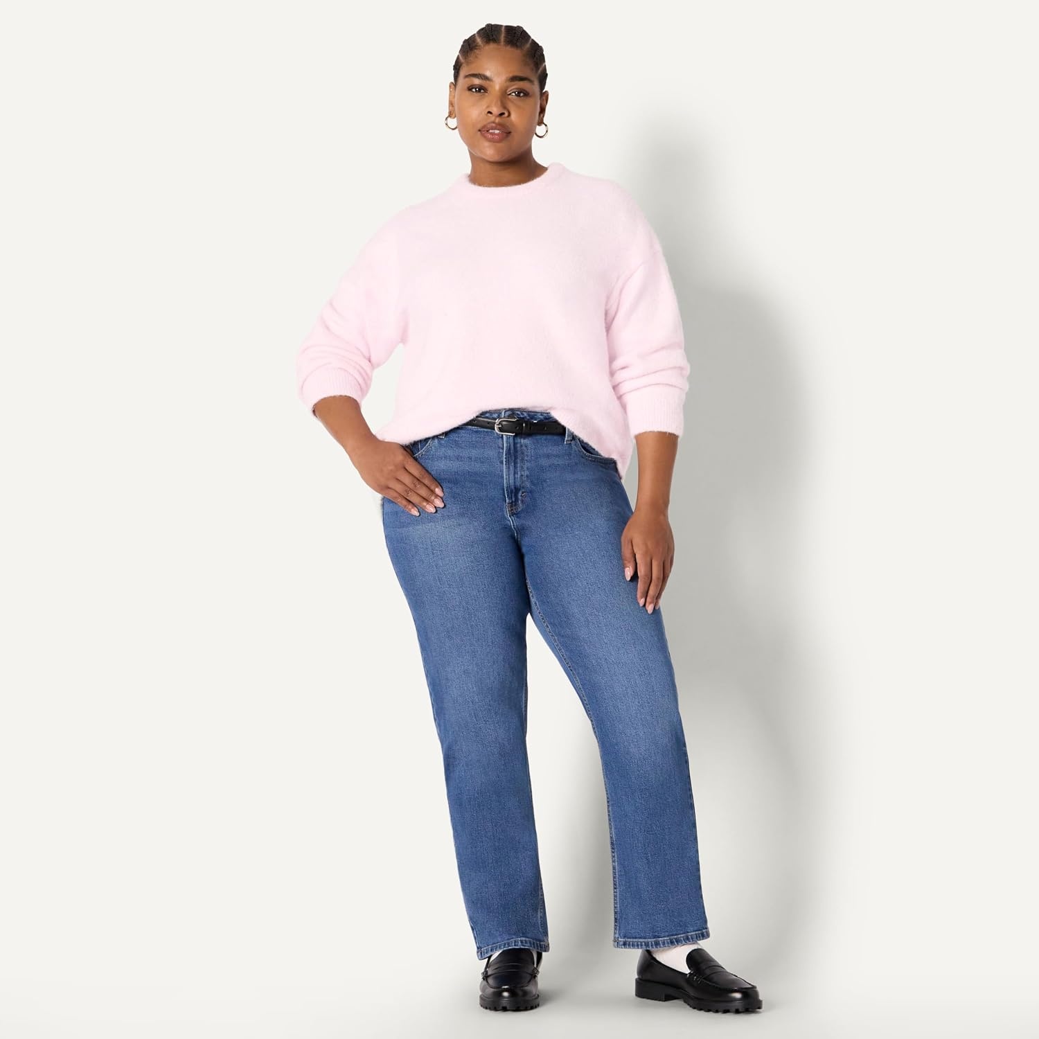 image:imageAmazon Essentials Womens OversizedFit Faux Mohair Crewneck SweaterPastel Lilac