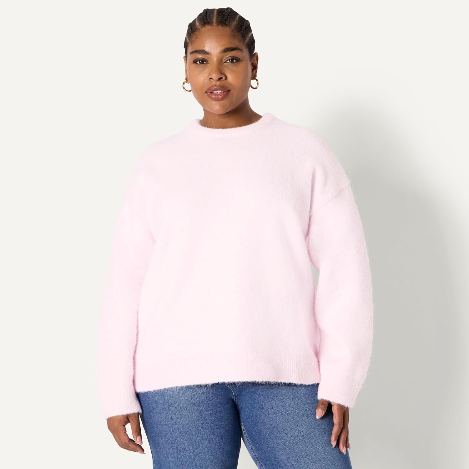 image:imageAmazon Essentials Womens OversizedFit Faux Mohair Crewneck SweaterPastel Lilac
