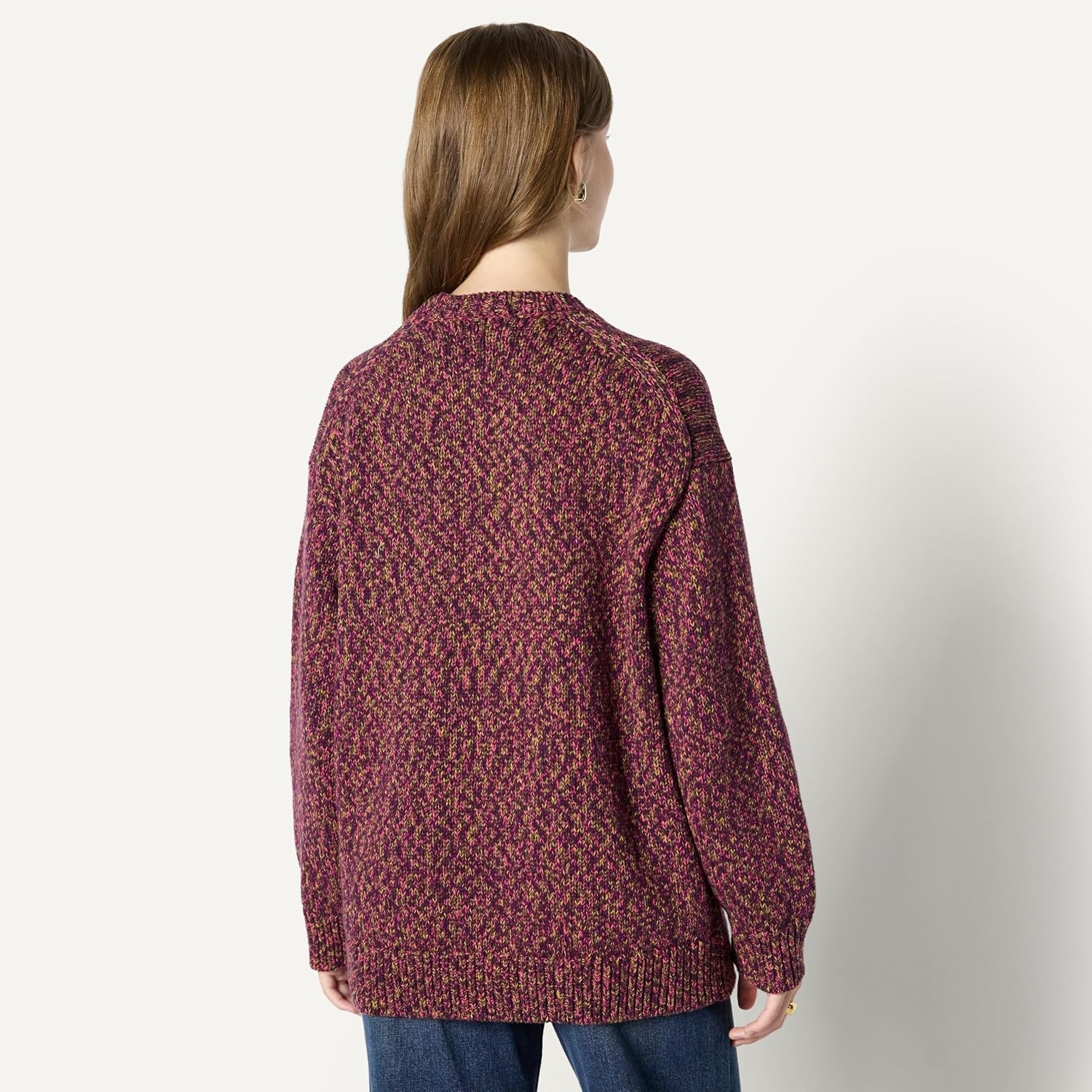 image:imageAmazon Essentials Womens OversizedFit Heavyweight Cotton Blend Crewneck Sweater MultiColor RibbedBurgundy Marl