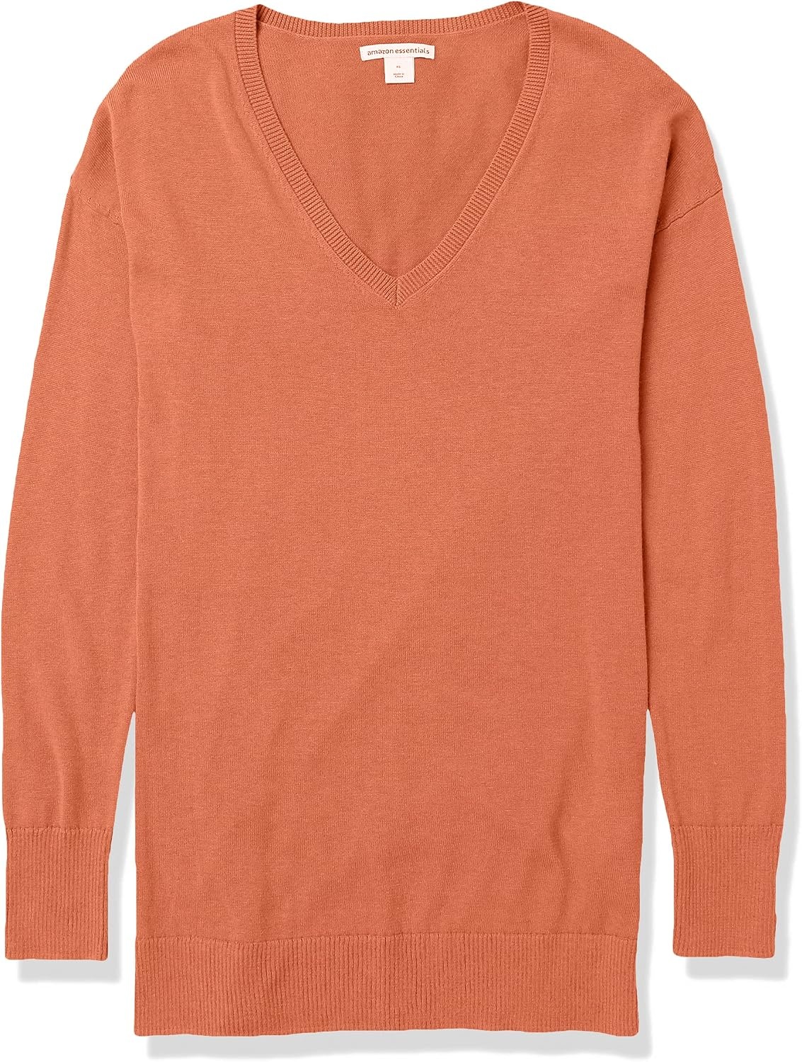 image:imageAmazon Essentials Womens Regular Fit Lightweight VNeck Tunic Sweater Long SleeveCaramel