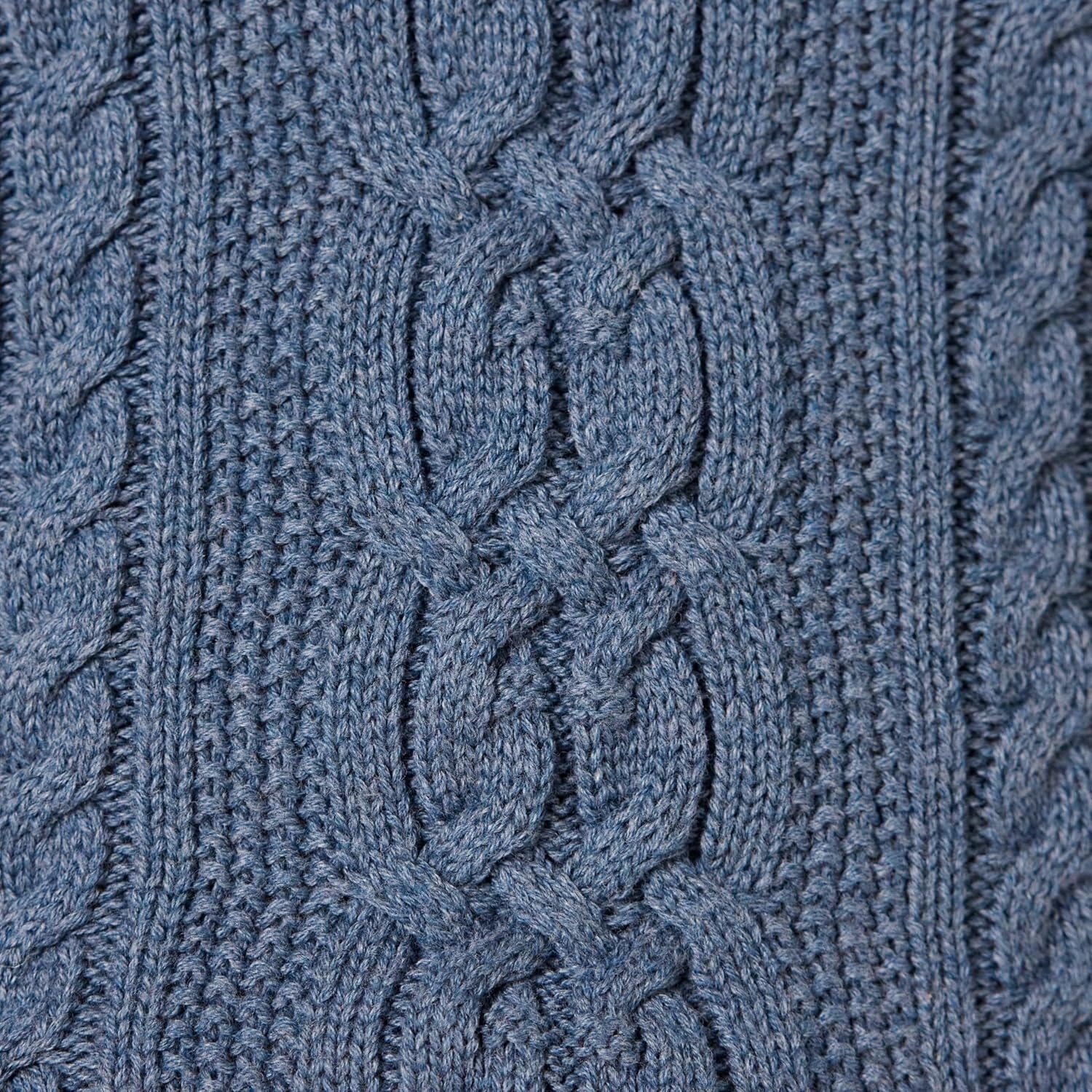 image:imageAmazon Essentials Womens Regular Fit Soft Cotton Cable Knit Ribbed Crewneck Sweater Available in Plus SizeBlue Heather