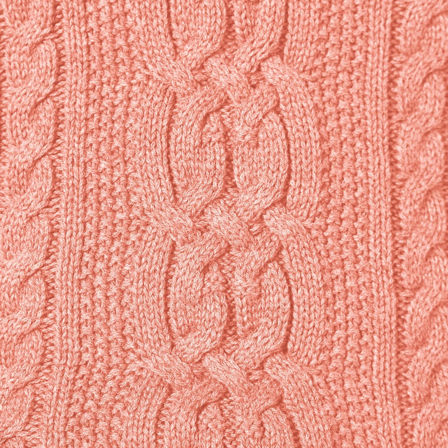 image:imageAmazon Essentials Womens Regular Fit Soft Cotton Cable Knit Ribbed Crewneck Sweater Available in Plus SizeCoral Pink