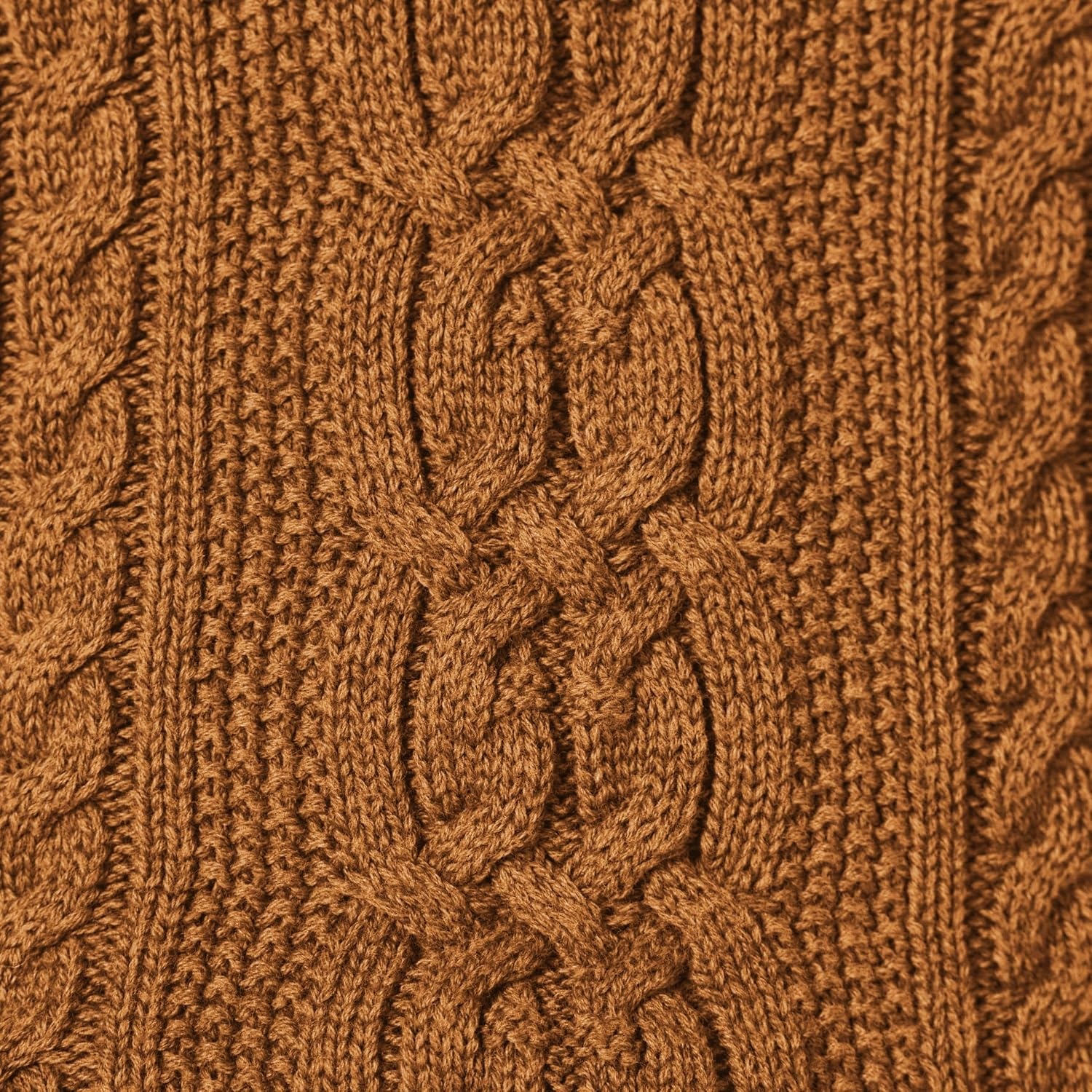 image:imageAmazon Essentials Womens Regular Fit Soft Cotton Cable Knit Ribbed Crewneck Sweater Available in Plus SizeDark Chestnut Brown Heather