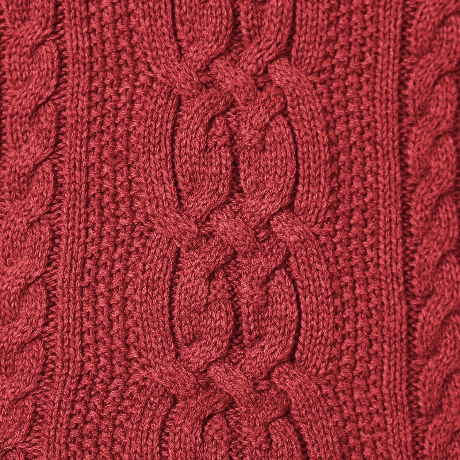 image:imageAmazon Essentials Womens Regular Fit Soft Cotton Cable Knit Ribbed Crewneck Sweater Available in Plus SizeDark Red