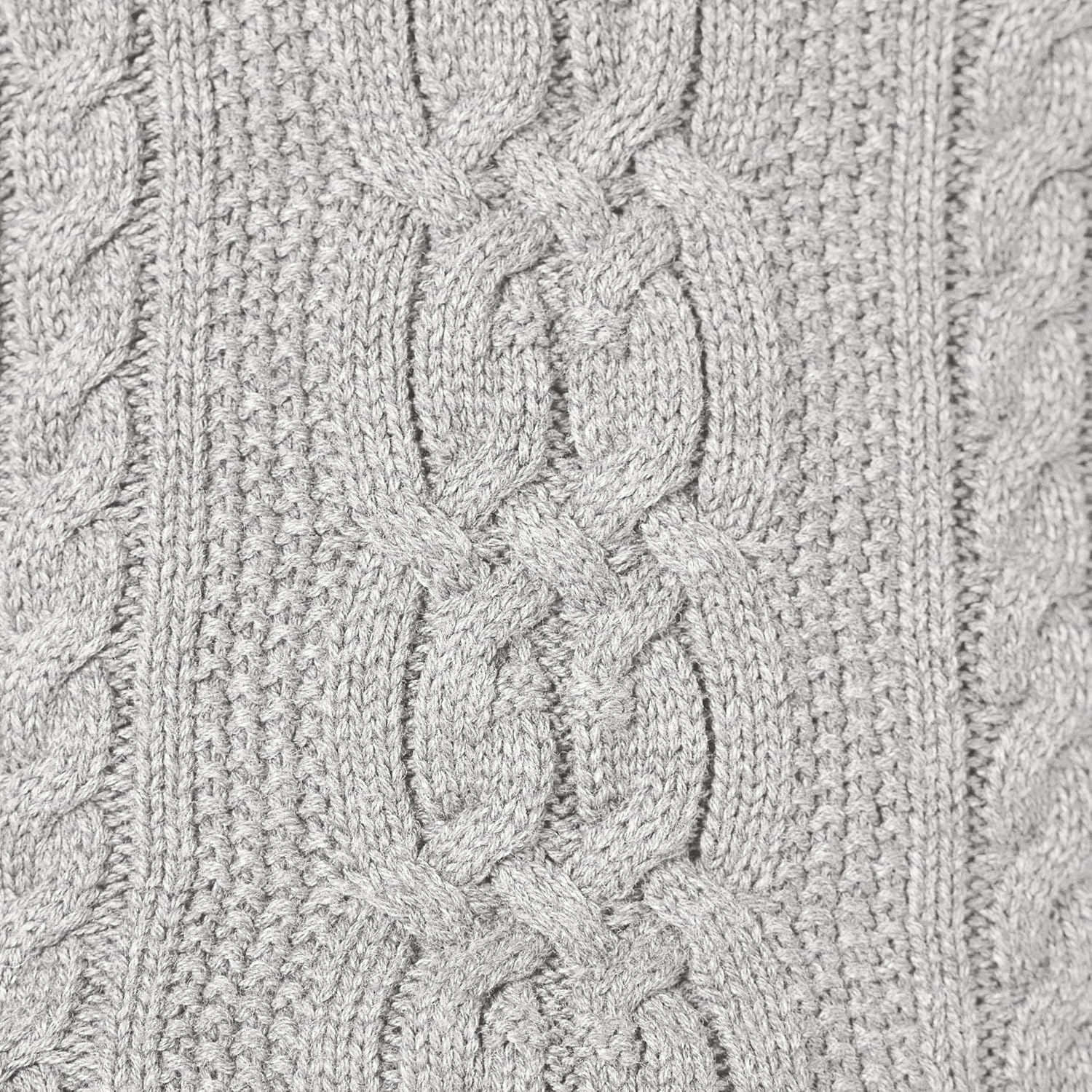 image:imageAmazon Essentials Womens Regular Fit Soft Cotton Cable Knit Ribbed Crewneck Sweater Available in Plus SizeLight Grey Heather