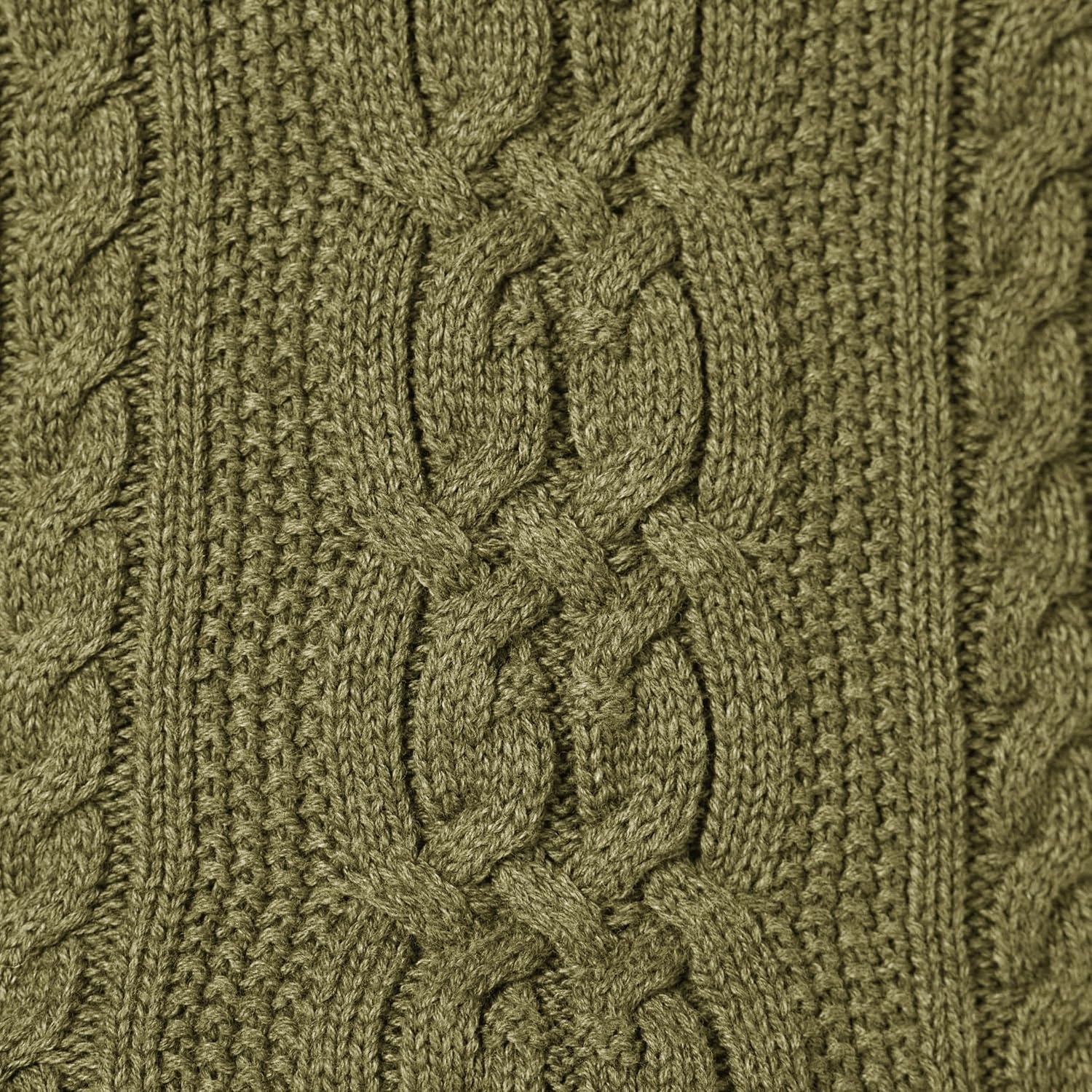 image:imageAmazon Essentials Womens Regular Fit Soft Cotton Cable Knit Ribbed Crewneck Sweater Available in Plus SizeOlive