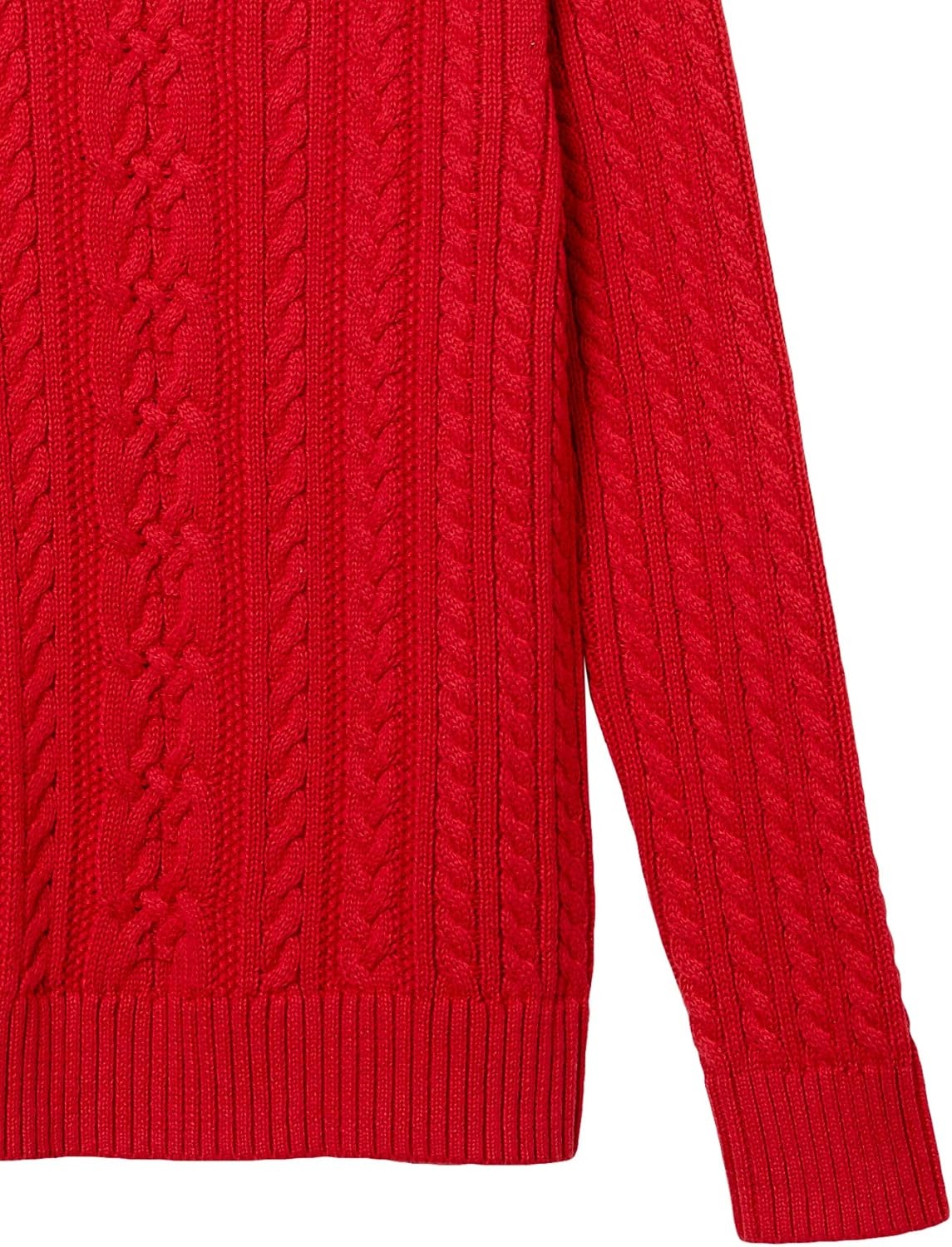 image:imageAmazon Essentials Womens Regular Fit Soft Cotton Cable Knit Ribbed Crewneck Sweater Available in Plus SizeRed