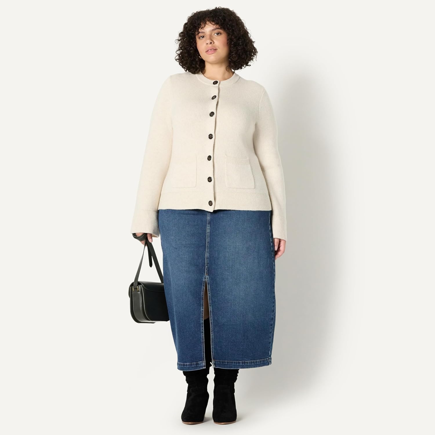 image:imageAmazon Essentials Womens RegularFit LongSleeve Cardigan with Bell Sleeves and Shaped WaistOatmeal Heather