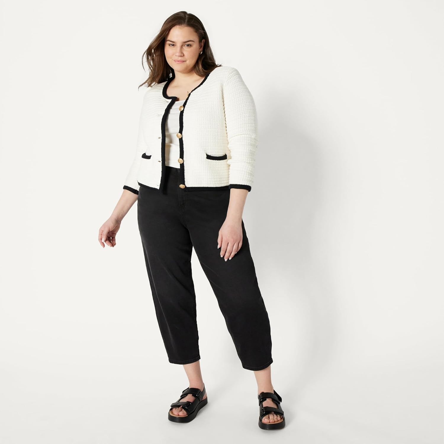 image:imageAmazon Essentials Womens RegularFit Midweight Cardigan SweaterEggshell White