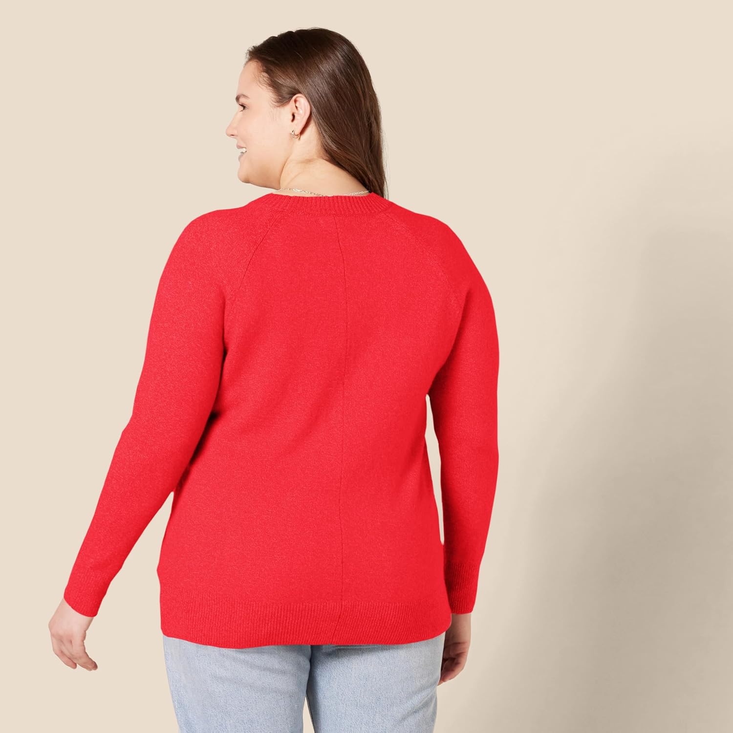 image:imageAmazon Essentials Womens RegularFit Soft Touch Crewneck LongSleeve SweaterRed