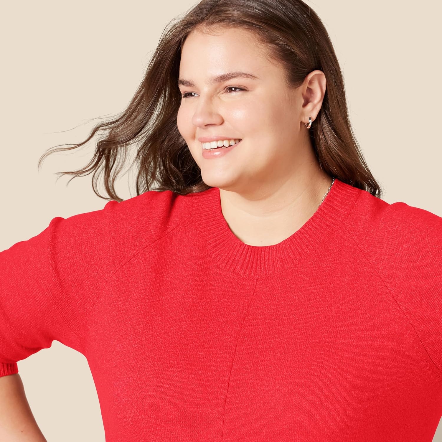 image:imageAmazon Essentials Womens RegularFit Soft Touch Crewneck LongSleeve SweaterRed