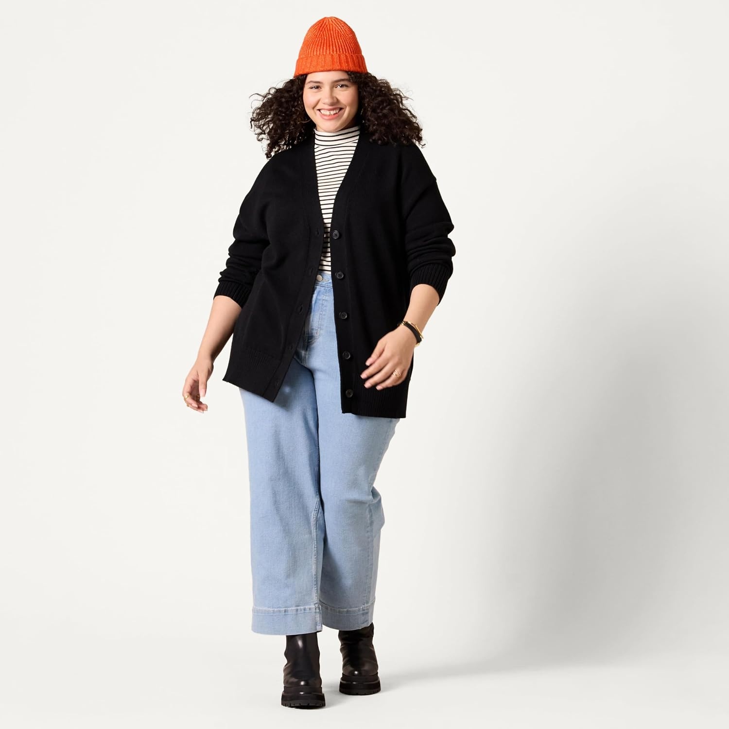 image:imageAmazon Essentials Womens Relaxed Fit Midweight Cardigan SweaterBlack