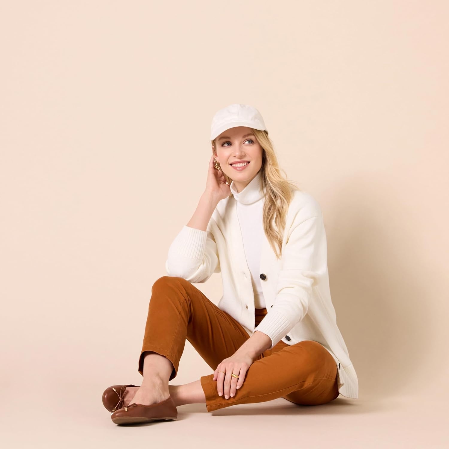 image:imageAmazon Essentials Womens Relaxed Fit Midweight Cardigan SweaterEggshell White