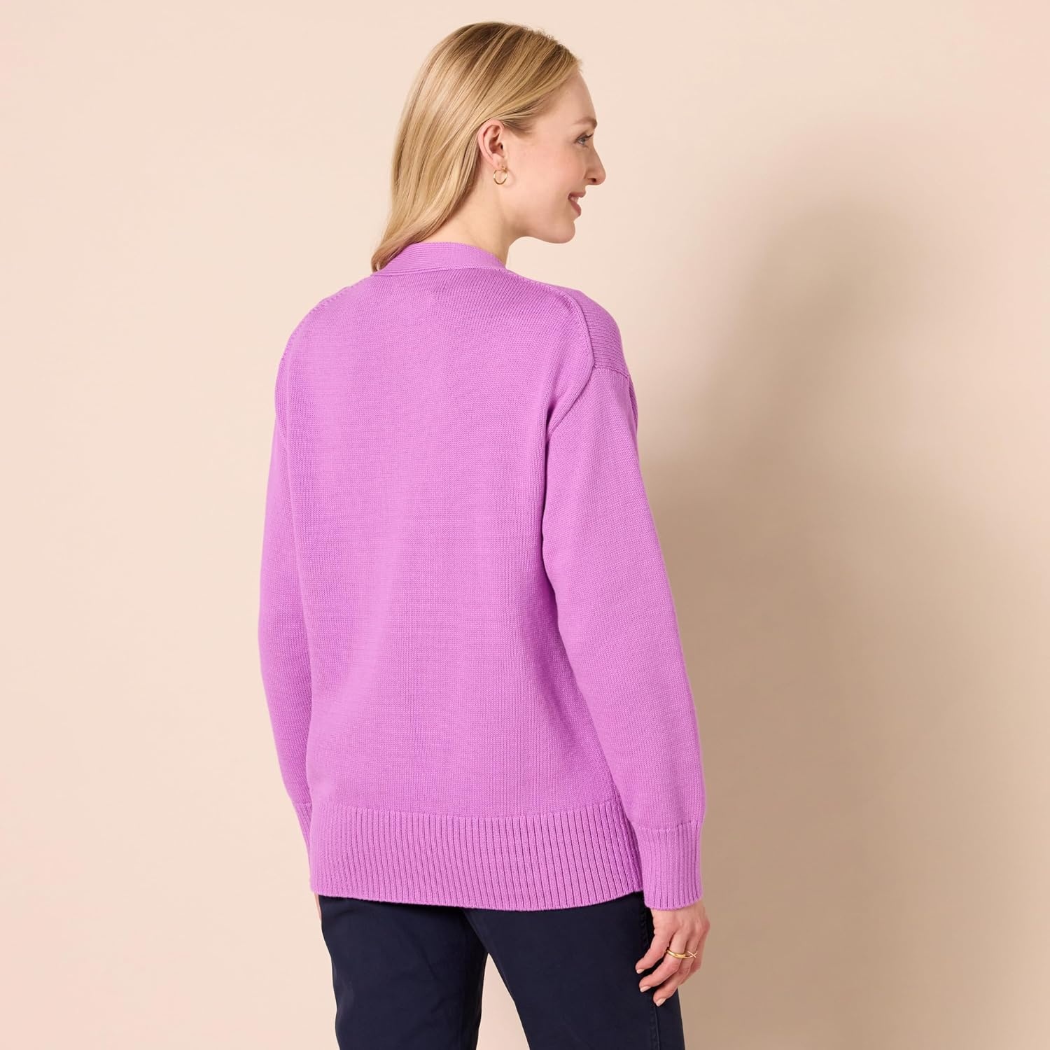image:imageAmazon Essentials Womens Relaxed Fit Midweight Cardigan SweaterPurple