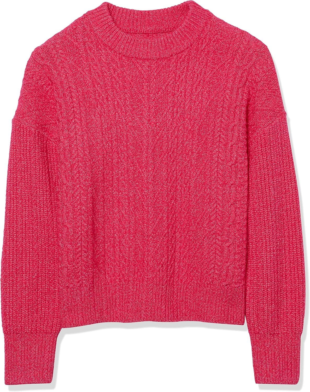image:imageAmazon Essentials Womens RelaxedFit Cable Knit Sweater SoftTouch Modern Crewneck PlusHot Pink