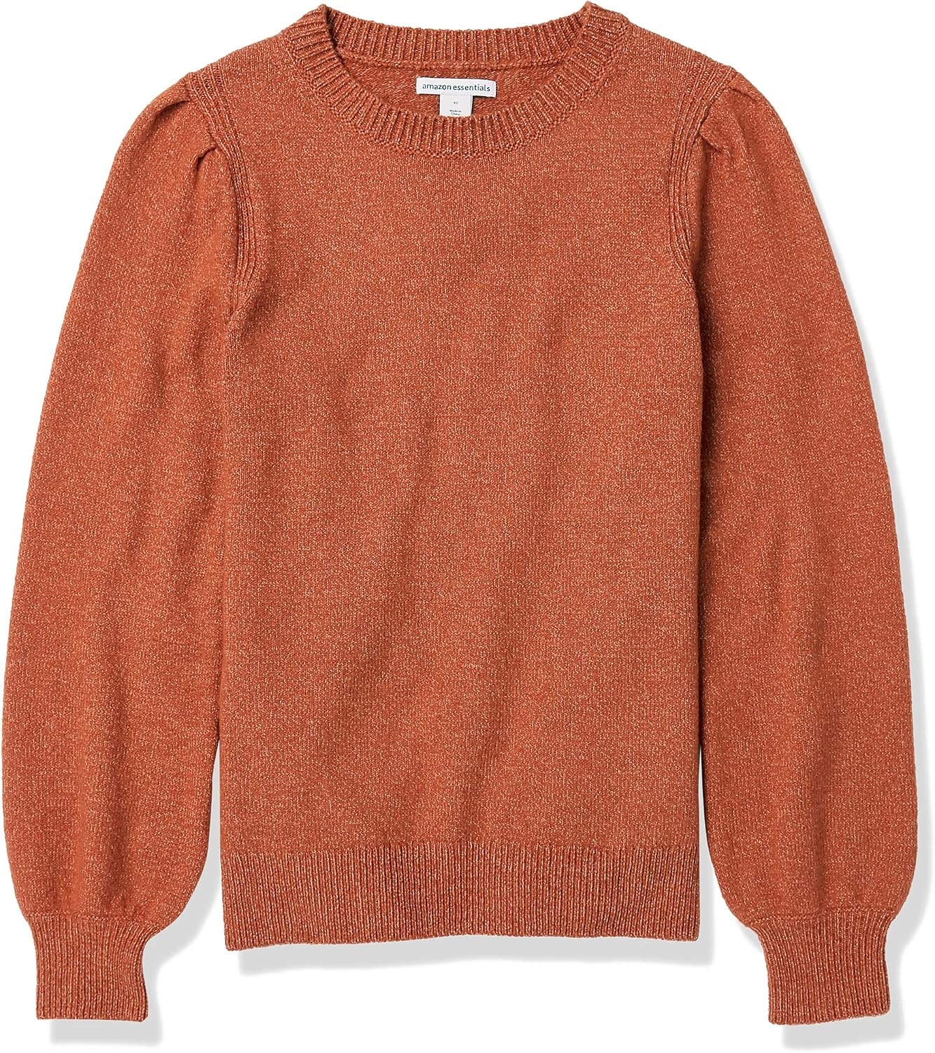 image:imageAmazon Essentials Womens RelaxedFit Soft Touch Long Sleeve Pleated Shoulder Crewneck SweaterCaramel