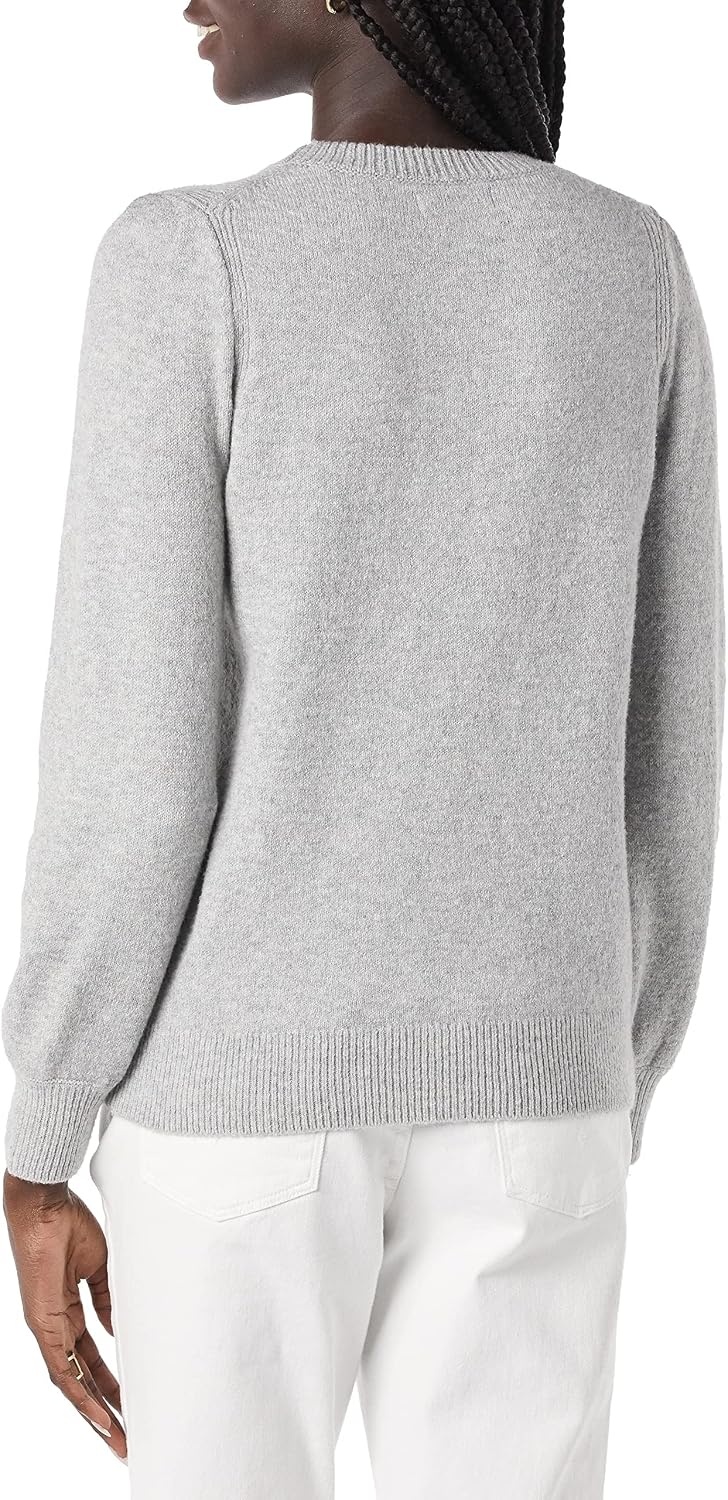 image:imageAmazon Essentials Womens RelaxedFit Soft Touch Long Sleeve Pleated Shoulder Crewneck SweaterGrey Heather
